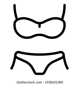 Icono de bañador. Esquema Icono vector de bañador para diseño web aislado en fondo blanco