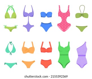 Swimwear set. Swimwear on a white background. Vector illustration.