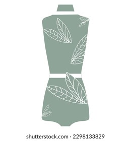 Plantilla de bañador. Patrón para el diseño textil .Hand dibujar.Diseño femenino.