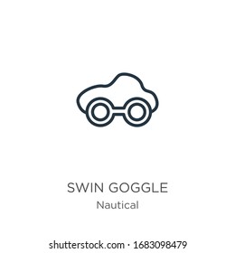 Swin goggle icon. Thin linear swin goggle outline icon isolated on white background from nautical collection. Line vector sign, symbol for web and mobile
