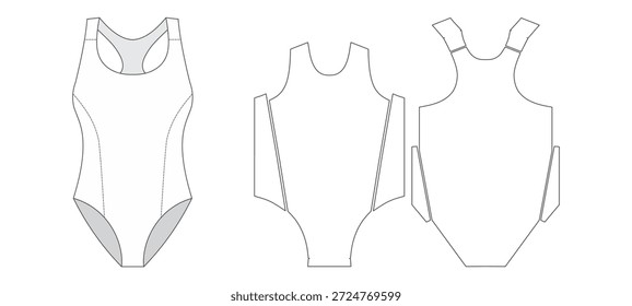 Swin Suit Mockup And Pattern Template Vector