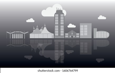 Swindon skyline vector drawing on a dark background