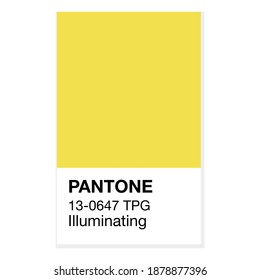 SWINDON, UK - DECEMBER 20, 2020: Pantone Illuminating Yellow Trending Color Of The Year 2021. Color Pattern, Vector  Illustration