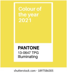 SWINDON, UK - JANUARY 19, 2020: Pantone Illuminating Yellow Trending Color Of The Year 2021. Color Pattern, Vector  Illustration