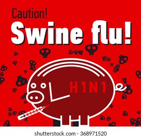 Swine flu caution banner in linear style