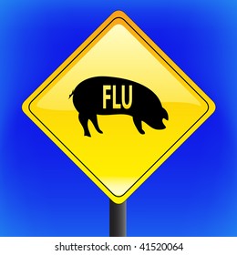 Swine flu with ping icon, ah1n1, h1n1, warning sign with blue sky in background - vector file - part 1