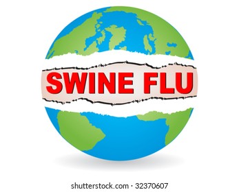 Swine flu virus around the world vector illustration