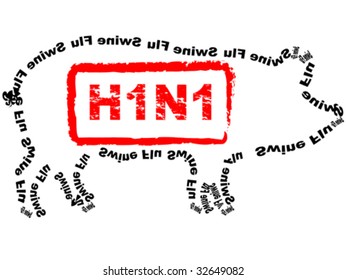 Swine flu virus stamp vector illustration