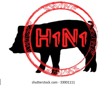 Swine flu virus stamp - vector illustration