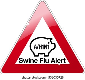 Swine Flu Virus Traffic Sign On White Background