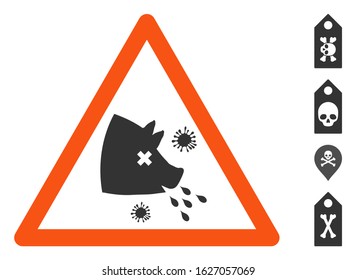 Swine Flu Warning Icon. Illustration Contains Vector Flat Swine Flu Warning Pictogram Isolated On A White Background, And Bonus Icons.