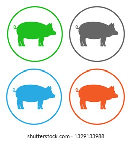 Swine. Icon set. Vector.