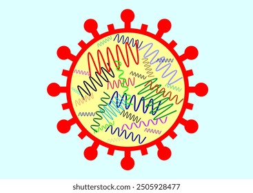 Swine influenza A virus subtype H1N1 molecule showing surface glycoprotein spikes vector icon. Flat swine flu virus symbol is isolated on a white background. Flu vaccination concept