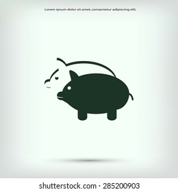 SWINE silhouette and outline vector icon