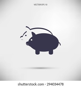 SWINE silhouette and outline vector icon