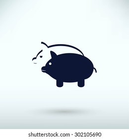 SWINE silhouette and outline vector icon