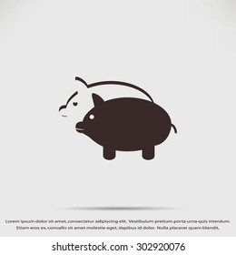 SWINE silhouette and outline vector icon