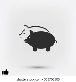 SWINE silhouette and outline vector icon