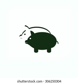 SWINE silhouette and outline vector icon