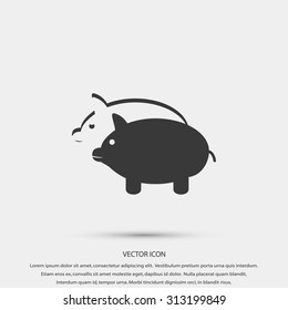 SWINE silhouette and outline vector icon