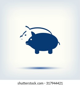 SWINE silhouette and outline vector icon