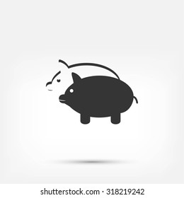 SWINE silhouette and outline vector icon