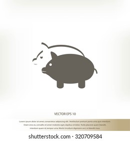 SWINE silhouette and outline vector icon