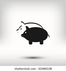 SWINE silhouette and outline vector icon