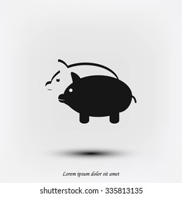 SWINE silhouette and outline vector icon