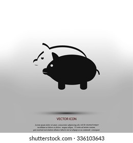SWINE silhouette and outline vector icon