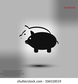Swine silhouette and outline vector icon