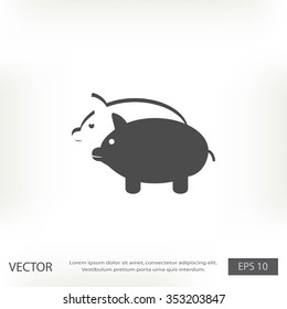 SWINE silhouette and outline vector icon