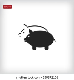 SWINE silhouette and outline vector icon
