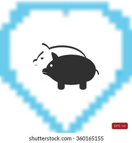 SWINE silhouette and outline vector icon