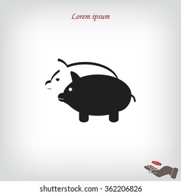 SWINE silhouette and outline vector icon