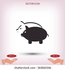 SWINE silhouette and outline vector icon