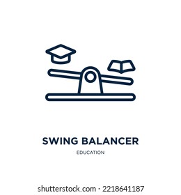 swing balancer icon from education collection. Thin linear swing balancer, balance, swing outline icon isolated on white background. Line vector swing balancer sign, symbol for web and mobile
