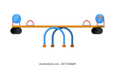 Swing - balancer for kids. Skating together. Metal swing icon with seats. Childrens playground. Vector illustration in flat style