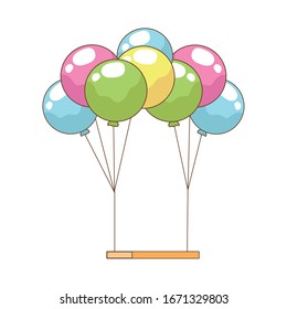 oscilación con globos helio flotante icono de diseño vectorial