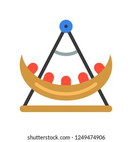Swing boat vector icon, amusement park related flat design