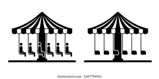 Swing Carousel. Amusement park, carnival carousel or circus carousel. Chain carousel. Merry go round and chair. Children circus. Carnival ride for young child. Carrousel idea.