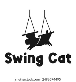 Swing Cat Flat Minimalist Logo Design