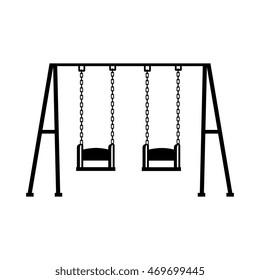swing children structure seat chain game recreation playground front sit vector  isolated illustration