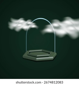 Swing in the clouds. 3d illustration on a green background calm elegant eps 10