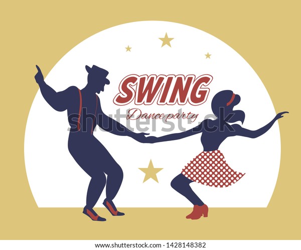 Swing Dance Couple Silhouette Stars Circle Stock Vector (Royalty Free ...