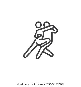 Swing dance line icon. linear style sign for mobile concept and web design. Couple dancing outline vector icon. Symbol, logo illustration. Vector graphics