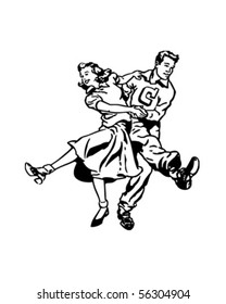 Swing Dancers At The Hop - Retro Clip Art