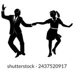Swing Dancers Pair. Vector cliparts isolated on white.