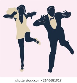  swing dancing couple vector art