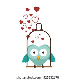 swing decorate with hearts and owl standing
